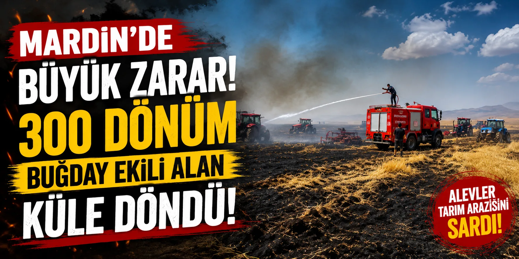 Mardin'de Büyük Zarar 300 Dönüm Buğday Ekili Alan Küle Döndü